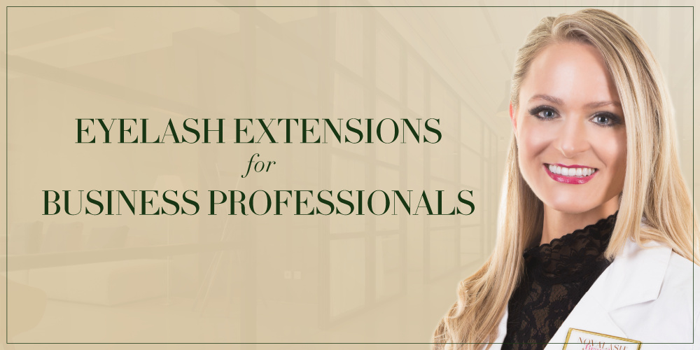 Woman in smock - eyelash extensions for business professionals